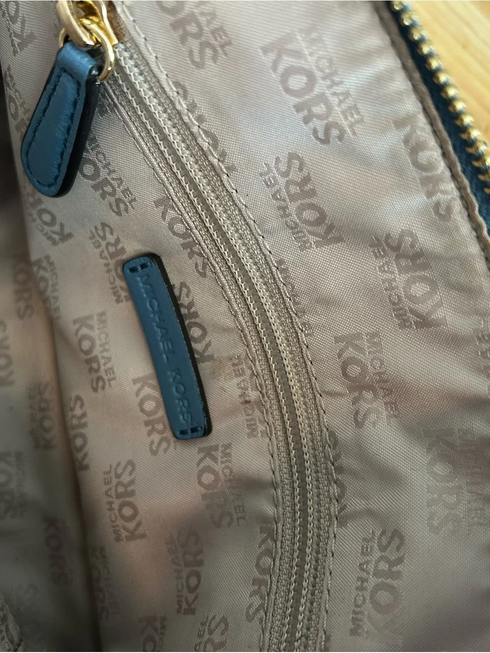 Michael Kors Jet Set Camera Crossbody Blue Signature Dome with Embossed MK Loho